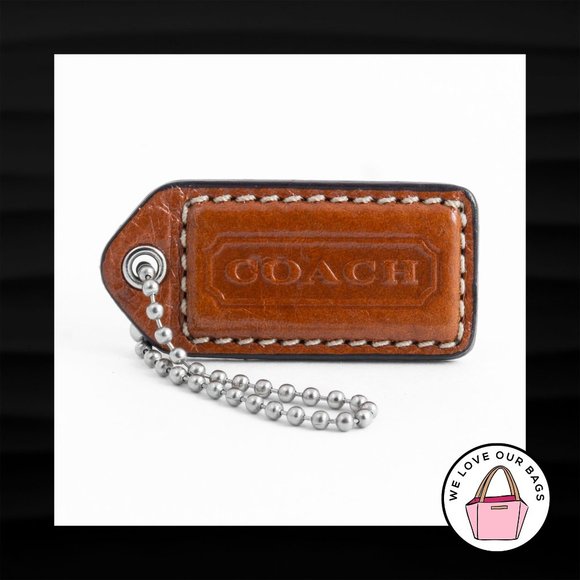 Coach Accessories - 2" Medium COACH BROWN LEATHER KEY FOB BAG CHARM KEYCHAIN HANGTAG TAG
